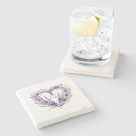 Porta-copo De Pedra Um Coração de Lavandas. Padrão Roxo Floral