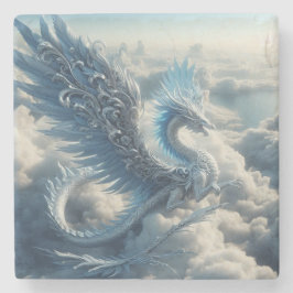 Porta-copo De Pedra Um impressionante dragão cercado por nuvens