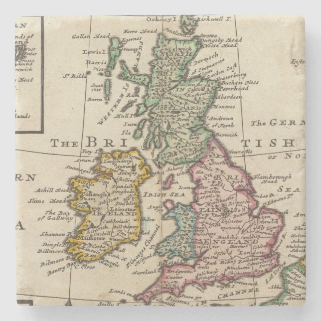 Porta-copo De Pedra Um mapa geral de Grâ Bretanha e de Ireland (Frente)
