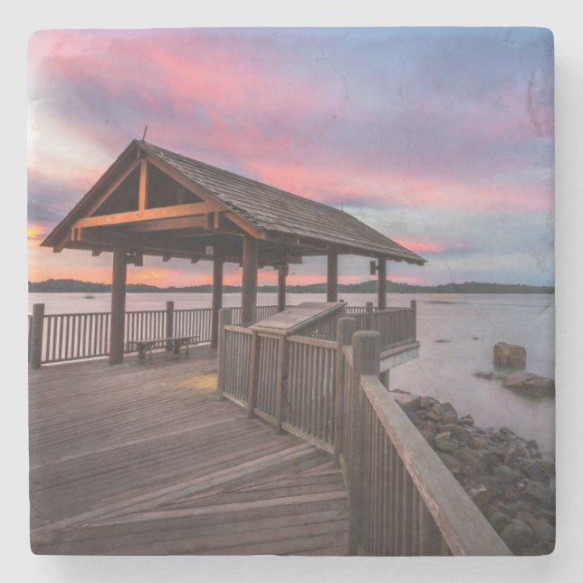 Porta-copo De Pedra Um por do sol bonito (Frente)