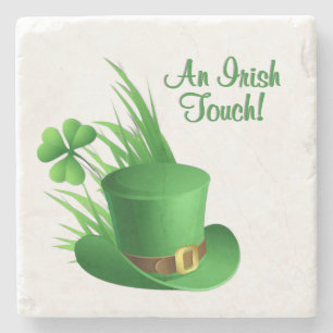 Porta-copo De Pedra Um Toque Irlandês Chapéu de Leprechaun em Grama Tr