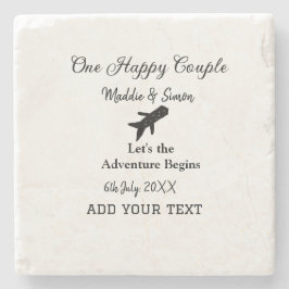 Porta-copo De Pedra Uma aventura de vamos feliz começa a co-casamento