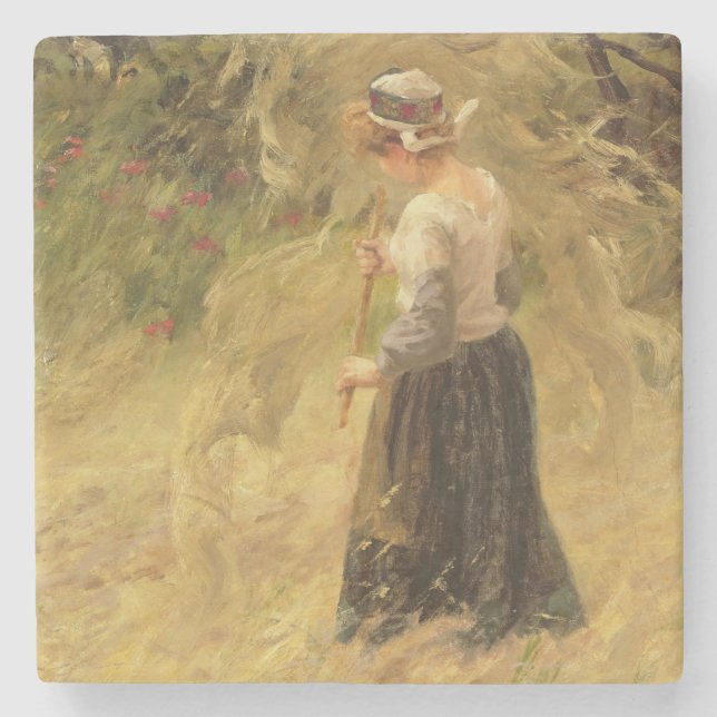 Porta-copo De Pedra Uma menina que colhe o feno, século XIX (Frente)