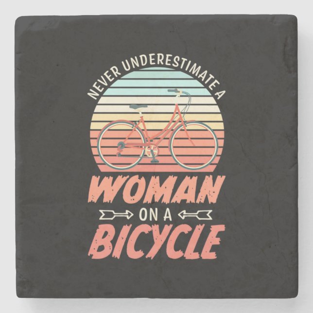 Porta-copo De Pedra Uma Mulher Numa Bicicleta (Frente)