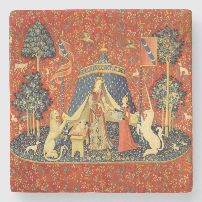 Porta-copo De Pedra Unicorn Tapestries Lady Legend Medieval (Frente)