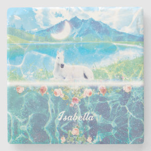 Porta-copo De Pedra Unicórnio em um sonho paradisíaco Personalizado