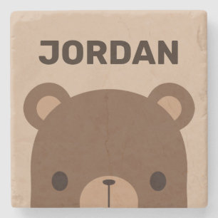 Porta-copo De Pedra Urso Castanho Bonito com Nome Personalizado