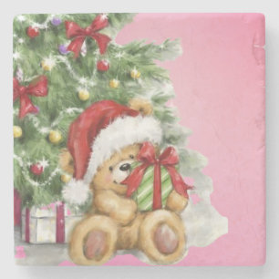 Porta-copo De Pedra Urso de Natal com Decoração Presente e Árvore