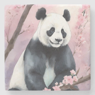 Porta-copo De Pedra Urso de Panda de Pintura em Aquarela