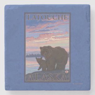 Porta-copo De Pedra Urso e Cub - Latouche, Alaska