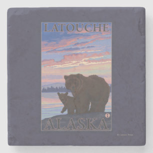 Porta-copo De Pedra Urso e Cub - Latouche, Alaska
