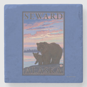 Porta-copo De Pedra Urso e Cub - Seward, Alaska