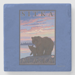 Porta-copo De Pedra Urso e Cub - Sitka, Alaska