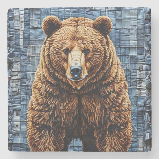 Porta-copo De Pedra Urso-grizzly (Frente)