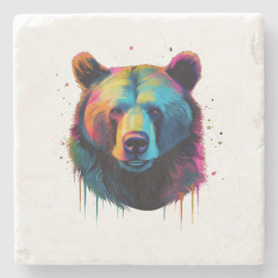 Porta-copo De Pedra Urso Grizzly Aproxima Urso Cinza Grande Pop