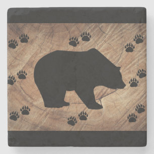 Porta-copo De Pedra Urso Negro