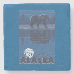 Porta-copo De Pedra Urso no luar - Cordova, Alaska