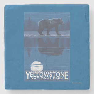 Porta-copo De Pedra Urso no luar - parque nacional de Yellowstone