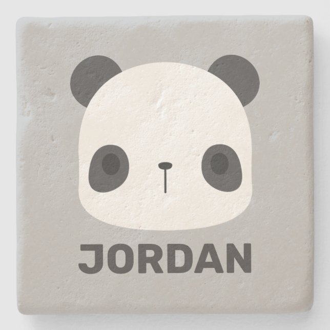 Porta-copo De Pedra Urso Panda Bonito com Nome Personalizado (Frente)