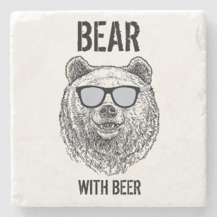 Porta-copo De Pedra Urso Personalizado COM CERVEJA Presente Engraçado
