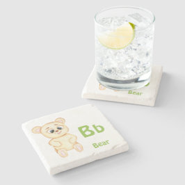 Porta-copo De Pedra Urso personalize ABC: Letra B - Adicione Seu Nome