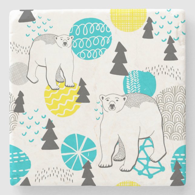 Porta-copo De Pedra Urso polar (Frente)