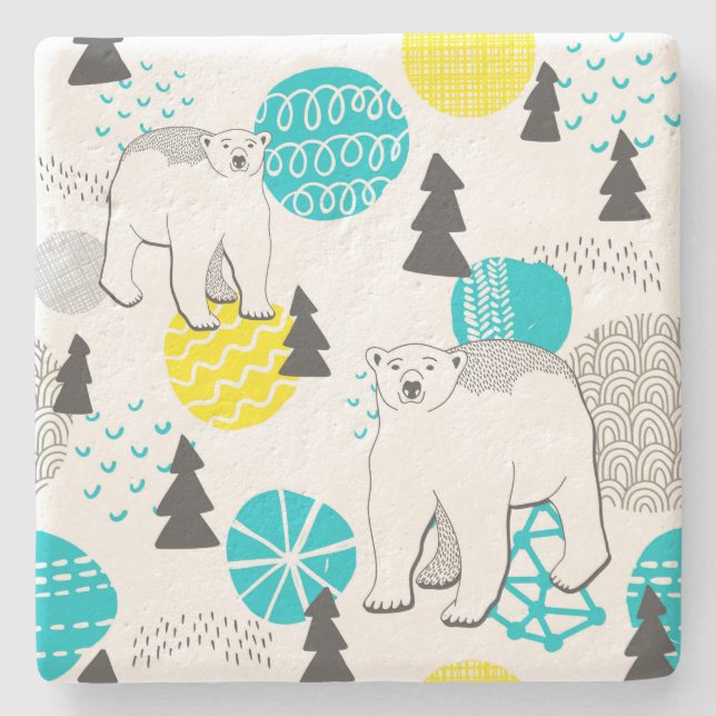 Porta-copo De Pedra Urso polar (Frente)