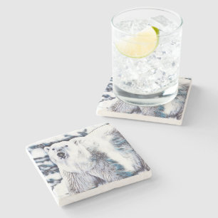 Porta-copo De Pedra Urso polar branco