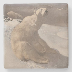 Porta-copo De Pedra Urso polar na ilustração da colheita de neve no in
