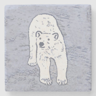 Porta-copo De Pedra Urso Polar na Pintura do Gelo - Arte Original da V