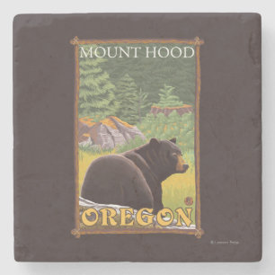 Porta-copo De Pedra Urso preto na floresta - capa da montagem, Oregon