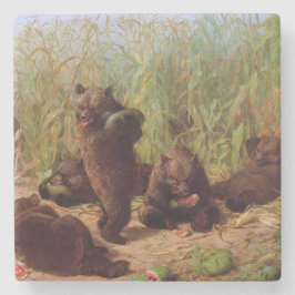 Porta-copo De Pedra Ursos no Sistema de Melancia (por W.H. Beard)