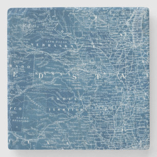 Porta-copo De Pedra US Map Blueprint
