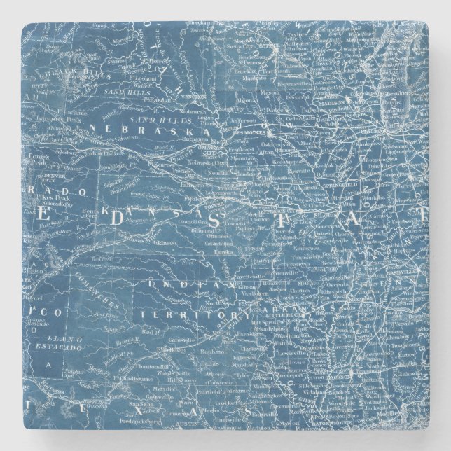 Porta-copo De Pedra US Map Blueprint (Frente)