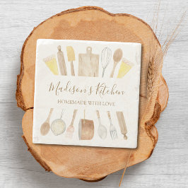 Porta-copo De Pedra Utensílios de Cozinha Personalizados com Aquarela