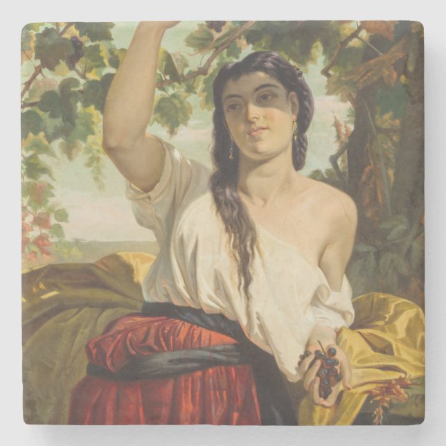 Porta-copo De Pedra Uvas-Picante (Colheita de Verão) (Frente)