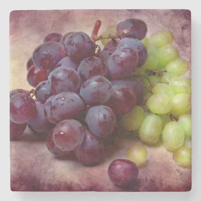 Porta-copo De Pedra Uvas Vermelhas E Verdes (Frente)