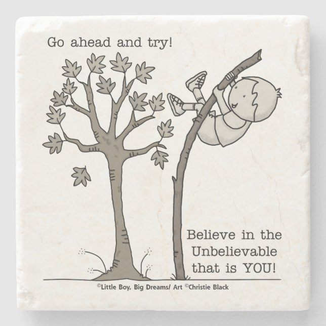 Porta-copo De Pedra Vá em frente e tente (Frente)