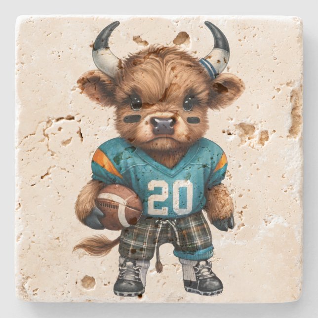 Porta-copo De Pedra Vacas e Futebol das Highland (Frente)