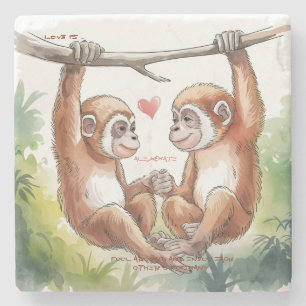 Porta-copo De Pedra Valentines Macacos