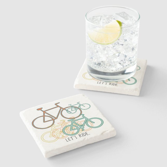 Porta-copo De Pedra Vamos de Colagem Bicicleta (Lateral)