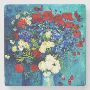 Porta-copo De Pedra Van Gogh Vase com Cornflower e Poppies