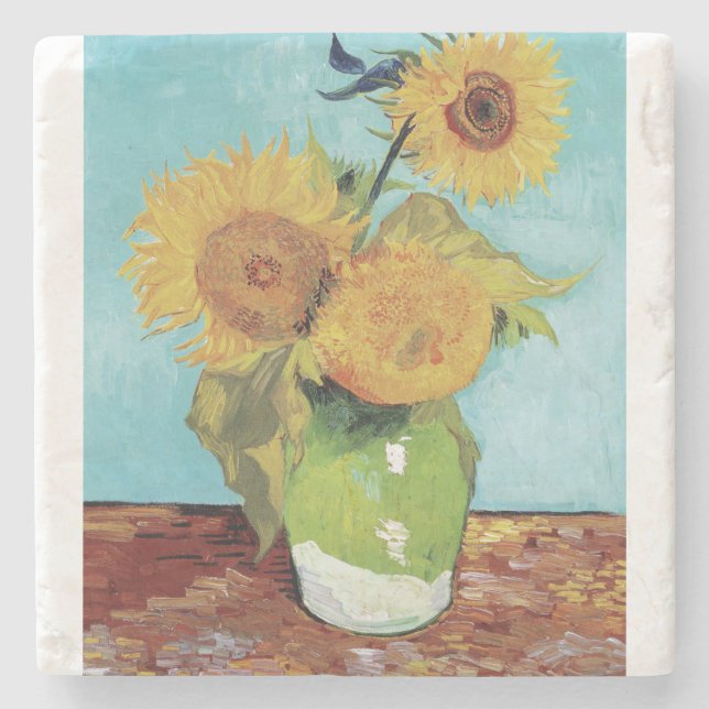 Porta-copo De Pedra Vase with Three Sunglowers 1888 by Vincent van Gog (Frente)