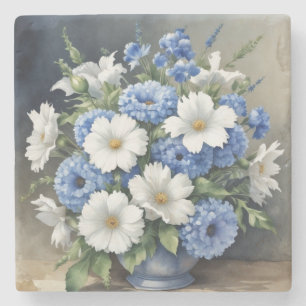 Porta-copo De Pedra Vaso de Flores Aquarela Elegante