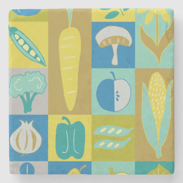 Porta-copo De Pedra Veggie Blocks II (Frente)