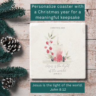 Porta-copo De Pedra Vela Personalizada de Natal Cristão Moderno com Es