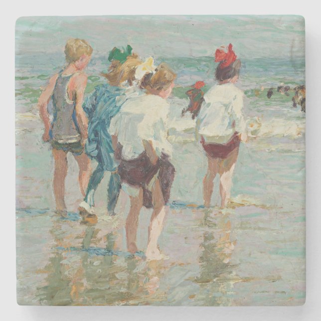 Porta-copo De Pedra Verão em Brighton Beach (por E.H. Potthast) (Frente)