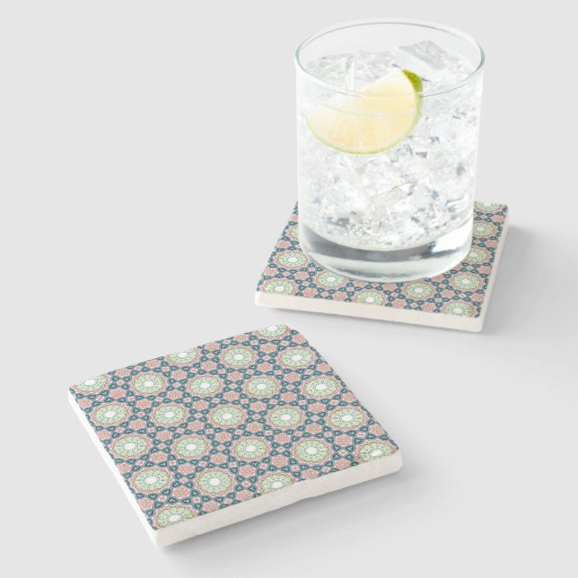 Porta-copo De Pedra Verdant Garden Tile Pattern (Lateral)