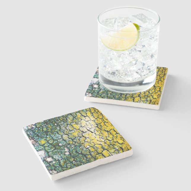 Porta-copo De Pedra Verde Amarelo (Lateral)