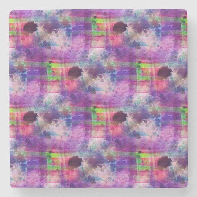 Porta-copo De Pedra Verde do design, aguarela roxa da textura (Frente)